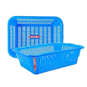 wonder plastic prime natasha 1216 multipurpose basket set of 2 pcs 9 ltr blue