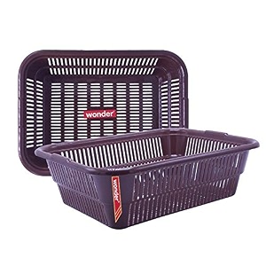wonder plastic prime natasha 1216 multipurpose basket set of 2 pcs 9 ltr brown 2