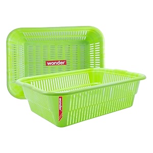 wonder plastic prime natasha 1216 multipurpose basket set of 2 pcs 9 ltr green