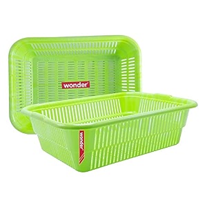 wonder plastic prime natasha 1216 multipurpose basket set of 2 pcs 9 ltr green 2