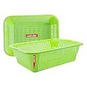 Wonder Plastic Prime Natasha 1216 Multipurpose Basket, Set of 2 Pcs 9 Ltr (Green 2)