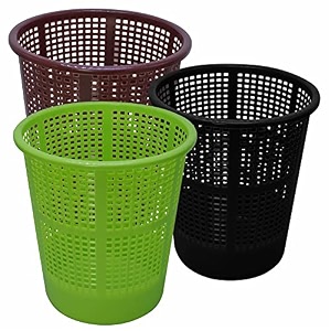 wonder simply home jali 222 open plastic dustbin for homeofficeorganization etc set of 3 pcs 7 ltr dustbin color brown green black