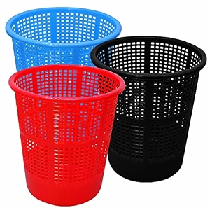 wonder simply home jali 222 open plastic dustbin for homeofficeorganization etc set of 3 pcs 7 ltr dustbin color blue red black