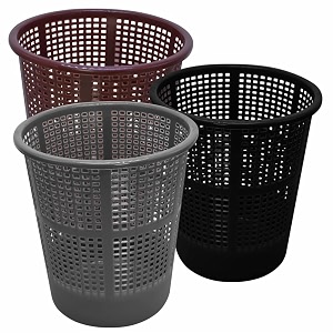 wonder simply home jali 222 open plastic dustbin for homeofficeorganization etc set of 3 pcs 7 ltr dustbin color brown grey black