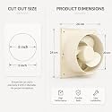 WONDER STAR 8 Inch (200mm) Exhaust Fan for Kitchen &amp; Bathroom | 1350 RPM High Speed | 25W Energy Efficient | Copper Motor | Low Noise | Wall Mount Axial Fan | Ivory