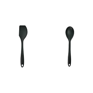wonderchef 63152291 waterstone silicone spatula black amp 63152290 waterstone silicone spoon black combo