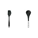 Wonderchef 63152291 Waterstone Silicone Spatula, Black &amp; Waterstone Silicone Ladle, Black Combo