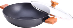 wonderchef caesar forged kadhai 24 cm diameter with lid 27 l capacity aluminium non-stick induction bottom