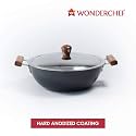Wonderchef Ebony Hard Anodized Wok with Lid