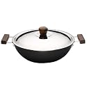 Wonderchef Ebony Hard Anodized Wok with Lid