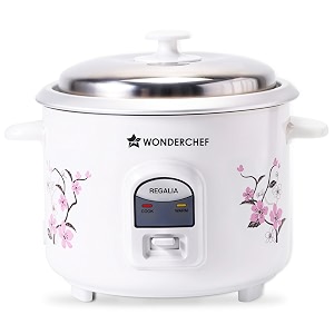 wonderchef regalia electric rice cooker  18 l 700w  non-stick bowl serves 4-6  keep warm function  uniform cooking  steam veggies make pulao khichdi momos  2-year warranty