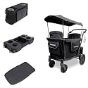 WonderFold L2 Bundle - 2-Seater Stroller Wagon with All-Weather Floor Mat, Flex Snack Tray & Parent Console, Safety-Certified with 5-Point Harnesses - Black