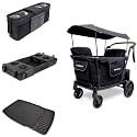 Wonderfold L4 Wagon Bundle - 4-Seater Stroller Wagon with All-Weather Mat, Flex Snack Tray, and Parent Console, Safety-Certified with 5-Point Harnesses - Black