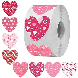 wonderhub pack of 500 attractive 8 different design heart shaped stickers for art amp craft envelope seal and small business