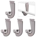 Wonderjune 4 Pcs Closet Rod Hooks, Snap-in J-shaped Rod Brackets, Champagne