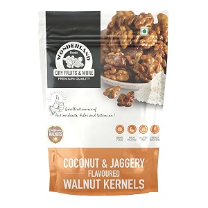 wonderland foods 200g 100g x 2 california walnut kernels jaggery amp coconut flavoured akhrot giri pouch