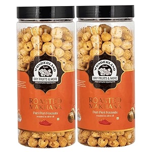 wonderland foods 200g 100g x 2 roasted amp flavoured peri peri makhana foxnut jar