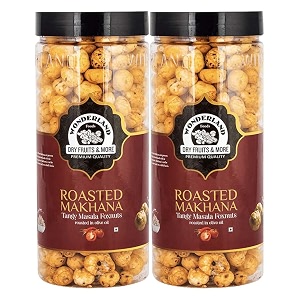 wonderland foods 200g 100g x 2 roasted amp flavoured tangy masala makhana foxnut jar