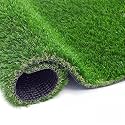 Artificial Green Grass Carpet for Balcony (4x4 FT) 35mm Realistic Grass Mat, Indoor Outdoor Garden Rug with Drainage Holes