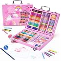 128 Pieces Art Set Portable Drawing Painting Art Supplies Gifts For Kids Girls Boys Teens Adults 6-8-9-12 Coloring Art Kit Gift Case: Crayons, Oil Pastels,Colored Pencils, Watercolors Case (pink)