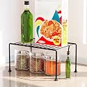 WonderStand RACKO | GI Steel Multipurpose Dish Rack Shelf Divider for Kitchen Cabinets/Plate Stand/Utensil Rack (Black)