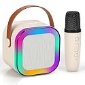 Wonderwish Karaoke Machine for Kids Adults Mini Portable Bluetooth Karaoke Speaker with Mic for Singing and Dynamic Lights Mic for Music Toys Christmas Birthday Gifts for Girls & Boys(Multicolour)