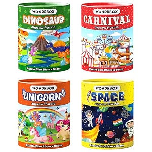 wondrbox 60 pcs jigsaw puzzles combo pack for kids  set of 4 puzzles  educational learning birthday return gifts for kids ages 5 6 7 8 9 10 11 12 year old boys and girls