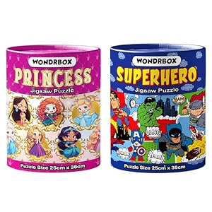 wondrbox jigsaw puzzle for kids for age 5 6 7 years boys and girls  60 pieces  size 15x10 inches princesssuperhero