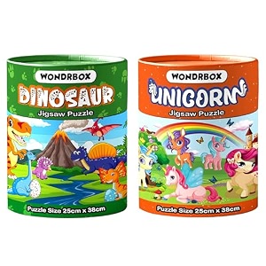 wondrbox jigsaw puzzle for kids for age 5 6 7 years boys and girls  60 pieces  size 15x10 inches dinounicorn