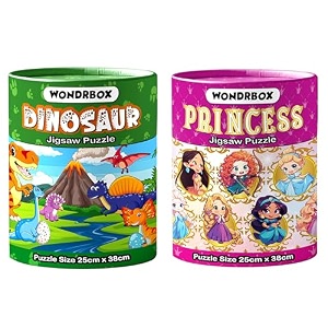 wondrbox jigsaw puzzle for kids for age 5 6 7 years boys and girls  60 pieces  size 15x10 inches dinoprincess