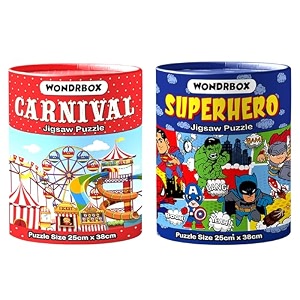 wondrbox jigsaw puzzle for kids for age 5 6 7 years boys and girls  60 pieces  size 15x10 inches carnivalsuperhero