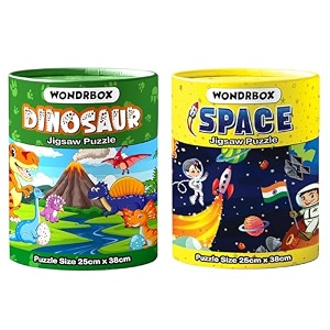wondrbox jigsaw puzzle for kids for age 5 6 7 years boys and girls  60 pieces  size 15x10 inches dinospace