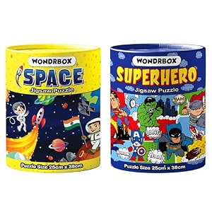 wondrbox jigsaw puzzle for kids for age 5 6 7 years boys and girls  60 pieces  size 15x10 inches spacesuperhero