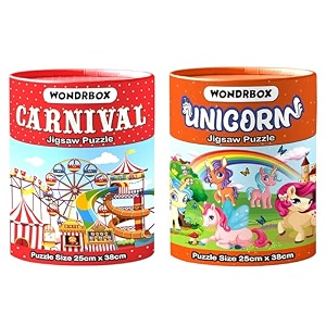 wondrbox jigsaw puzzle for kids for age 5 6 7 years boys and girls  60 pieces  size 15x10 inches carnivalunicorn