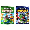 WONDRBOX Jigsaw Puzzle for Kids Age 5 6 7 Years Boys and Girls | 60 Pieces | Cardboard | Size 15X10 Inches | Dino+Superhero
