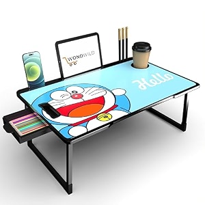 wondwild foldable wooden mini laptop table for bed study table with drawer tabletmobile holder for kids amp adults-gtgt b_cotted-doremon