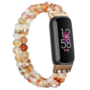 wongeto compatible with fitbit luxe bandsfashion handmade elastic stretch pearl bracelet women replacement strap for fitbit luxe accssorises