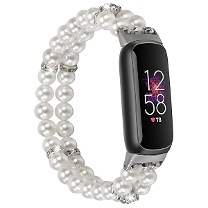 wongeto compatible with fitbit luxe bandsfashion handmade elastic stretch pearl bracelet women replacement strap for fitbit luxe accssorises