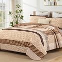 WONGS BEDDING Boho Queen Size Quilt Set, Brown Striped Bedspread
