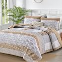 WONGS BEDDING Brown King Quilt Bedding Set, Bohemian Stripe Bedspread