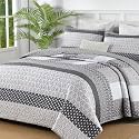 WONGS BEDDING Grey Queen Size Quilt Set, Boho Striped Bedspread