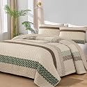WONGS BEDDING Khaki Quilt King Size (110" x 90"), Soft Stripe Bedspreads
