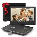 WONNIE 12.5" Portable DVD Player for Car with 10.5" Swivel HD Screen, with 5-Hour Rechargeable Battery, Supports USB/SD Card, Sync with TV, All Regions, Car Headrest Case Included