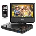 WONNIE 9.5" Portable DVD Player for Kids with 7.5" Swivel Screen, 6 Hours Rechargeable Battery, Car DVD Player with AV in/Out, Dual Speakers, Remote Control, Support USB/SD Card/Sync TV, All Regions