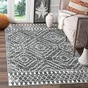 Wonnitar Moroccan 4x6 Area Rug, Washable Dark Gray Living Room Rug, Non-Slip Boho Rug for Bedroom, Farmhouse Non-Shedding Soft Indoor Carpet for Kitchen Entryway Mud Room (Dark Grey,4'x6')