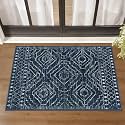 Wonnitar Moroccan Bathroom Rug,Washable 2x3 Small Bath Mat, Boho Tribal Soft Kitchen Sink Mat, Non-Slip Geometric Entry Way Rug, Low-Pile Indoor Carpet for Bedside Entrance Laundry (Blue,2'x3')