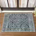 Wonnitar Moroccan Bathroom Rug,Washable 2x3 Small Bath Mat, Boho Tribal Soft Kitchen Sink Mat, Non-Slip Geometric Entry Way Rug, Low-Pile Indoor Carpet for Bedside Entrance Laundry (Dark Grey,2'x3')