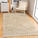 Wonnitar Moroccan Washable Rug 3x5, Non-Slip Entryway Area Rug, Soft Farmhouse Bedroom Throw Mat, Geometric Low Pile Scandinavian Accent Carpet for Entry Kitchen Basement (Kakhi,3'x5')