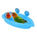Wontee Bird Bath with Mirror for Small Birds Budgie Parakeet Cage, Blue (A)