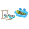 Wontee Bird Bath Parrot Bathing Tub Bird Mirror with Perch Toys for Budgies Parakeets Cockatiels Lovebirds Finches Canaries (Blue (A))